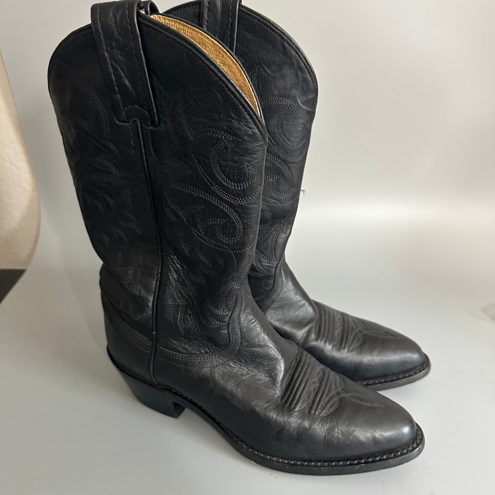 Dan Post Kids Black Leather Western Cowboy Boots Pointed Toe 6.5Y